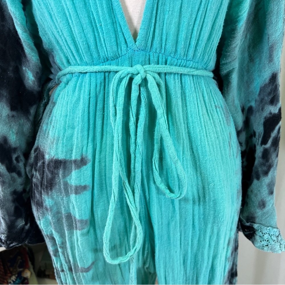 Jens Pirates Booty Blue and Black Cotton Gauze Wide Arm Jumpsuit - Picture 7 of 15